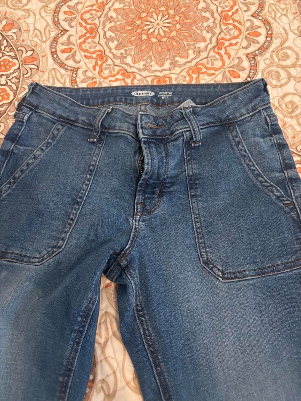 Old Navy Dark Blue High-Rise Jeans with Front Patch Pockets